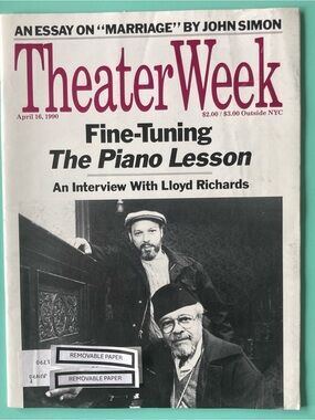 August Wilson The Piano Lesson Theater Week Magazine April 16 1990 Creased Back